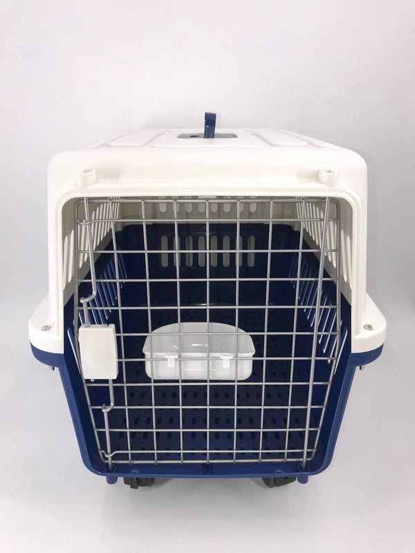 YES4PETS Navy XXL Dog Puppy Cat Crate Pet Carrier Cage W Tray, Bowl & Removable Wheels