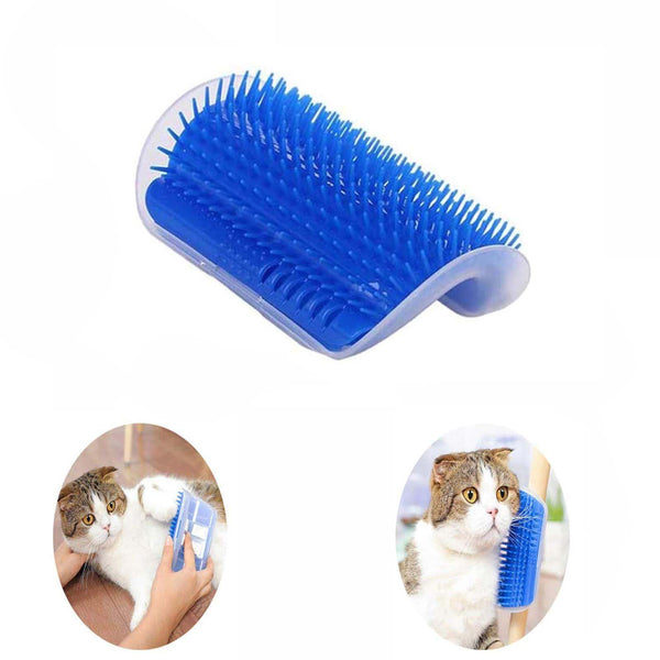 Cat Self Groomer Catnip  Dog Cat Toy Corner Groomer Wall Corner Scratcher Comb Grooming Massage Brush Blue