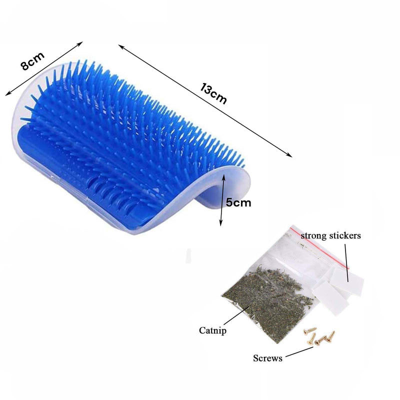 Cat Self Groomer Catnip  Dog Cat Toy Corner Groomer Wall Corner Scratcher Comb Grooming Massage Brush Blue