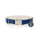 Natural Hemp & Cotton Dog Collar (Ink Blue)