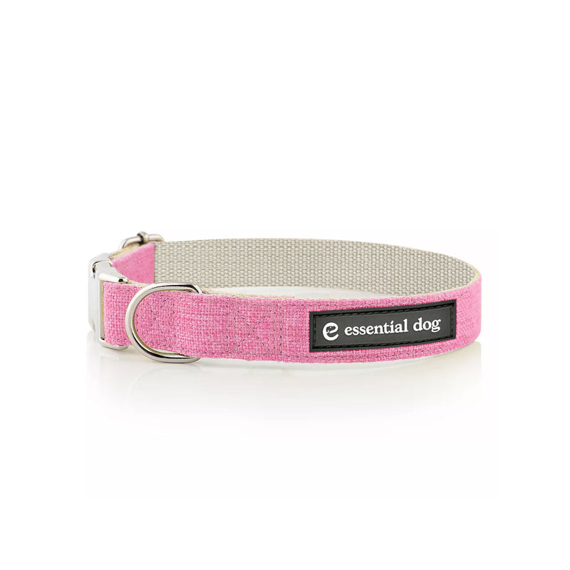 Natural Hemp & Cotton Dog Collar (Pretty Pink) SMALL